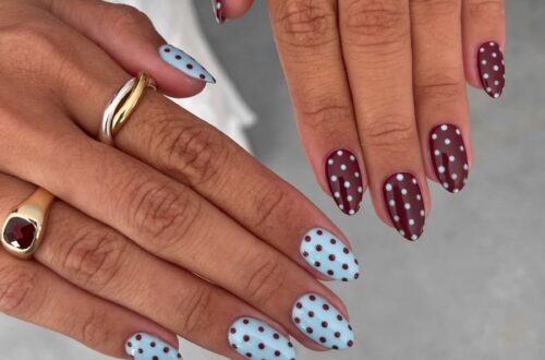 Зимний маникюр в горох на февраль 2026 года